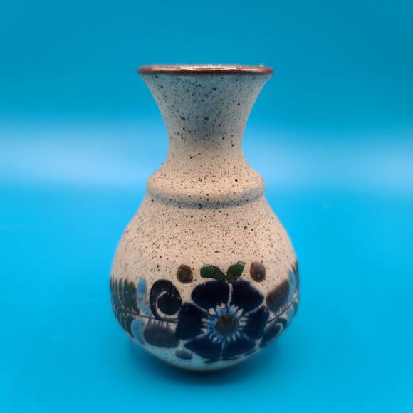 Tonal Other - Art Pottery Tonala Mexico Floral Fern Mexican Folk Art Vase Signed Sandstone